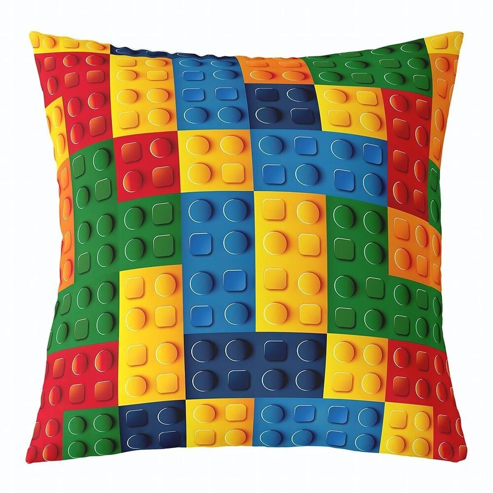 4372 Gaming Reversible Throw Pillow Covers 20 x 20-Inch Kids Building